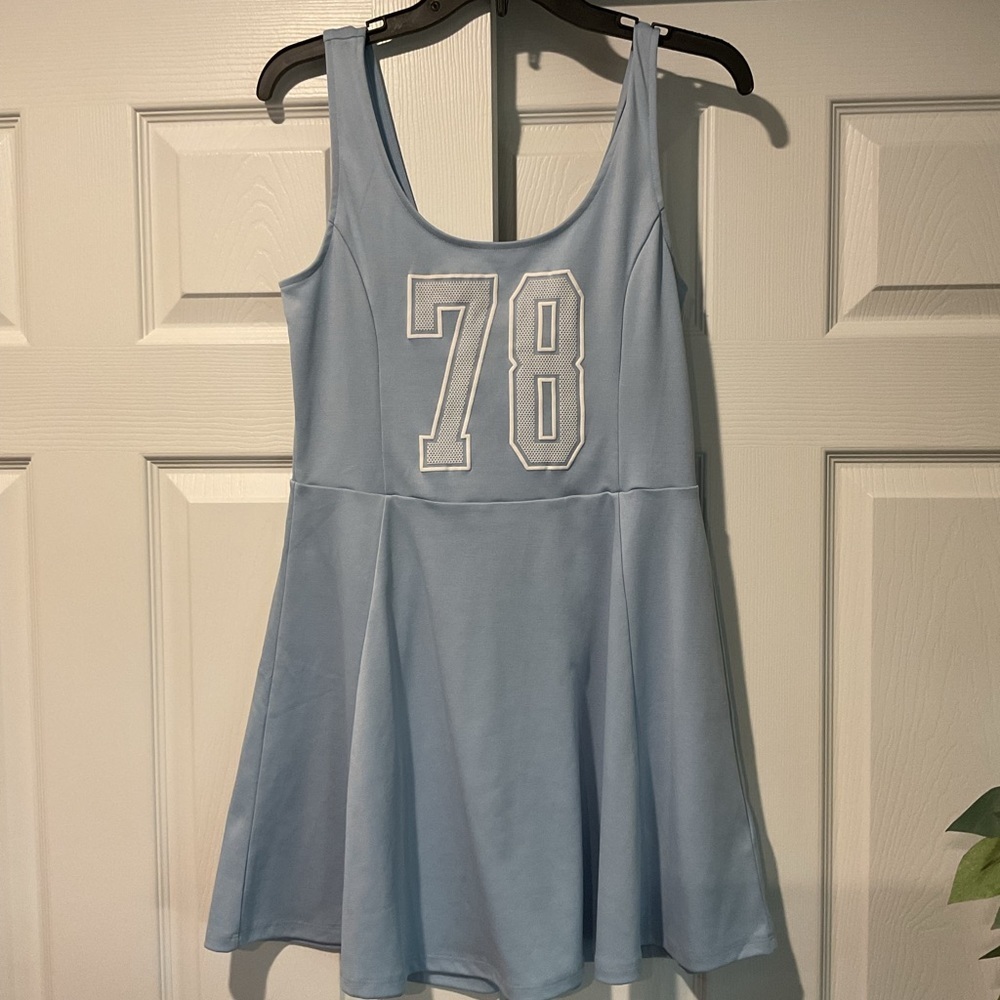 NWT H&M Baby Blue Tennis PickleBall Graphic Tank Sport Mini Dress Y2K sz 12